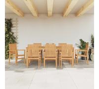 vidaXL 9 Piece Garden Dining Set Solid Wood Teak