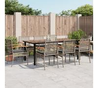 vidaXL 9 Piece Garden Dining Set with Cushions Grey Poly Rattan