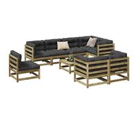 vidaXL Garden Sofa Set 9 Piece Outdoor Sofa Corner Sofa Impregnated Wood Pine