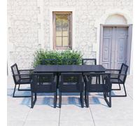 vidaXL 9 Piece Outdoor Dining Set PVC Rattan Black