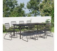 vidaXL 9 Piece Patio Dining Set Black PVC Rattan