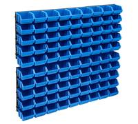 vidaXL 96 Piece Storage Bin Kit with Wall Panels Blue and Black
