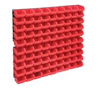 vidaXL 96 Piece Storage Bin Kit with Wall Panels Red and Black