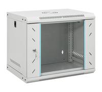 vidaXL Wall-Mounted Network Cabinet 9U 19" – Cold-Rolled Steel, Lockable Door, Grey 53x40x45 cm