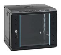 vidaXL 9U Wall Mounted Network Cabinet 19" IP20 - Cold-Rolled Steel, Lockable Design, Removable Side Panels, Compact 53x40x45 cm, Black Data Rack