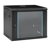 vidaXL 9U Wall Mount Network Cabinet - IP20, 600x450x510 mm, Cold-Rolled Steel, Lockable, 19"