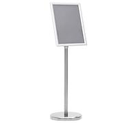 vidaXL A4 Pedestal Poster Stand - Silver Aluminium Alloy, Adjustable Display Stand for Restaurants, Offices and Events with Dust-Proof PVC Film