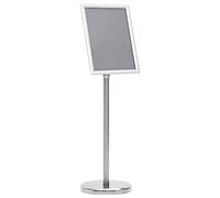 vidaXL A4 Pedestal Poster Stand - Silver Aluminium Alloy, Adjustable Display Stand for Restaurants, Offices and Events with Dust-Proof PVC Film