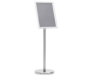 vidaXL A4 Pedestal Poster Stand - Silver Aluminium Alloy, Adjustable Display Stand for Restaurants, Offices and Events with Dust-Proof PVC Film