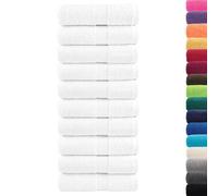 vidaXL - Absorbent Cotton Washcloths 10 pcs - White 600gsm - Soft Face Towels with Hanging Loop - 30x30 cm - OEKO-TEX Certified - Machine Washable