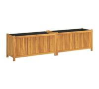 vidaXL Acacia Wood Garden Planter Box - Outdoor/Indoor Rectangular Flower Pot with Liner - 199x38.5x50 cm - Easy Drainage for Patios, Gardens