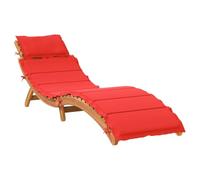 vidaXL Sun Lounger with Cushion Daybed Sunbed Lounge Bed Red Solid Wood Acacia