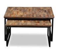 vidaXL Acacia Wooden Bench Coffee Table Set for Outdoor Garden Patio Lounge Set