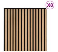 vidaxl acoustic wall panels 8 pcs slatted oak veneer noise dampening solution 60.5x60 cm for studios/conference rooms