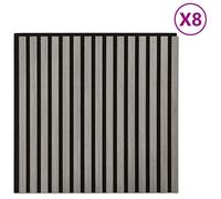 vidaXL Acoustic Wall Panels - 8 pcs Slatted Oak Veneer 60.5x60 cm - Noise Reduction Boards for Home Theatre/Office/Studio - Grey