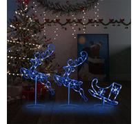 vidaXL Acrylic Christmas Flying Reindeer&Sleigh Blue Lighted Reindeer Set