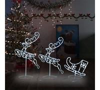 Acrylic Christmas Flying Reindeer&Sleigh 260x21x87cm Cold White