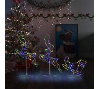 vidaXL Acrylic Christmas Flying Reindeer&Sleigh 260x21x87cm Colourful UK HOT