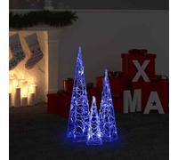 vidaXL Acrylic Decorative LED Light Cone Set Blue 30/45/60cm UK HOT