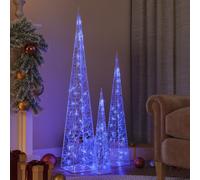 Acrylic Decorative LED Light Cone Set Blue Outdoor Holiday Ornament vidaXL