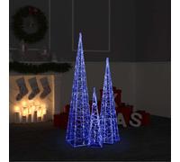 vidaXL Acrylic Decorative LED Light Cone Set Blue 60/90/120cm UK HOT