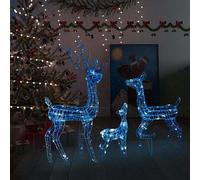 vidaXL Acrylic Reindeer Family Christmas Decoration Blue Xmas Glowing Reindeer