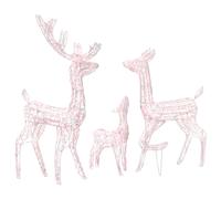 vidaXL Acrylic Reindeer Family Christmas Decoration Warm White Xmas Ornament