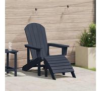 Adirondack Chair Navy Blue Plastic 74x82x92 cm Outdoor Seat with Footrest Sturdy