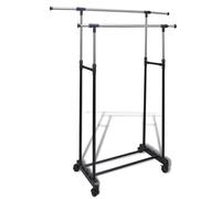 vidaXL Adjustable Clothes Rack 4 Castors 2 Hanging Rail Holder Garment Storage