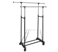 vidaXL Adjustable Clothes Rack 4 Castors 2 Hanging Rail Holder Garment Storage v