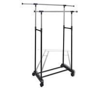 vidaXL Adjustable Clothes Rack 4 Castors 2 Hanging Rail Holder Garment Storage