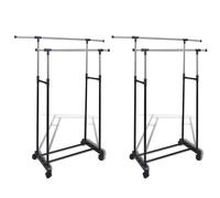 vidaXL Adjustable Clothes Racks 2 pcs 2 Hanging Rails LSO UK