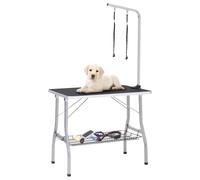 vidaXL Adjustable Dog Grooming Table with 2 Loops and Basket Pet Foldable Desk