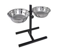 vidaXL Adjustable Double Diner Pet Dog Feeding Stand & Stainless Steel Bowls
