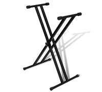 vidaXL Adjustable Heavy Duty Steel X-Frame Keyboard Stand | Anti-Slip Base | 5-Height Settings | Foldable Design - Perfect for Bands, Performers & Music Enthusiasts