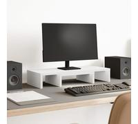 vidaXL Adjustable Monitor Stand, White, 60 x 24 x 10.5 cm, Particle Board Riser, Monitor Riser, Monitor Stand