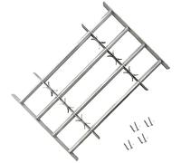 vidaXL Adjustable Security Grille Windows 500-650mm - Galvanised Steel with 2 Crossbars for House & Office Security, Easy Install