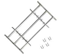 vidaXL Adjustable Security Grille with 3 Crossbars - Galvanised Steel Window Protection, Extendable 500-650mm, Easy Install