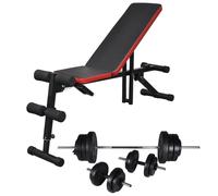 vidaXL Adjustable Sit-up Bench with Barbell and Dumbbell Set 60.5kg Fitness