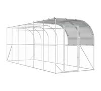 vidaXL Against Wall Chicken Coop Silver 600 x 200 x 215 cm