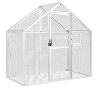 vidaXL Aluminium Bird Aviary, Large Metal Bird Cage, Parrot Cage with Lockable Door and Window - Silver