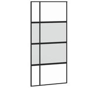vidaXL Aluminium Frame Sliding Door with Tempered Transparent and Matt Glass, Quiet Buffer Mechanism, Privacy-Friendly, Modern Design - Black, 102.5x205 cm.