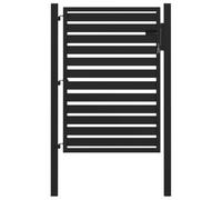 vidaXL Aluminium Garden Gate - Black, Lockable, Powder-Coated Metal for Outdoor Patio/Fence Entry, 100x100cm with Secure Posts