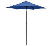 vidaXL Aluminium Parasol with LED Lights - UV Protective and Anti-fade Polyester, Tiltable and Foldable Design - Azure Blue/Dark Grey Outdoor Umbrella