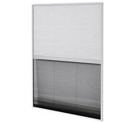 vidaXL Aluminium Plisse Window Insect Screen 80x120cm with Sun Blocking PET Shade Curtain - White Frame, Black Mesh for Home and Office