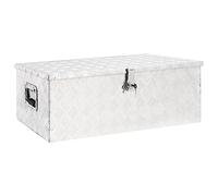 vidaXL Storage Box Silver 90x47x33.5 cm Aluminium Storage Chest Blanket Box