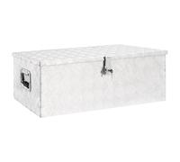 vidaXL Storage Box Hallway Storage Chest Blanket Trailer Box Tool Chest Organiser Storage Case with Lid Silver 90x47x33.5 cm Aluminium