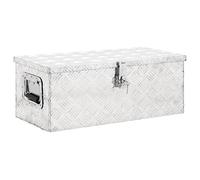 (Silver, 70 x 31 x 27 cm (L x W x H)) vidaXL Aluminium Box Trapezoid Storage Chest Trunk Organiser Toolbox Belt Box