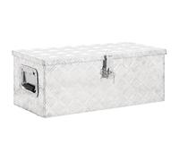 vidaXL Storage Box Hallway Storage Chest Blanket Trailer Box Tool Chest Organiser Storage Case with Lid Silver 70x31x27 cm Aluminium