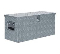vidaXL Aluminum Silver Toolbox Trailer Drawbar Organizer Belt Storage Chest Indoor Trunk Packing Lightweight 31.5"x11.8"x13.8"